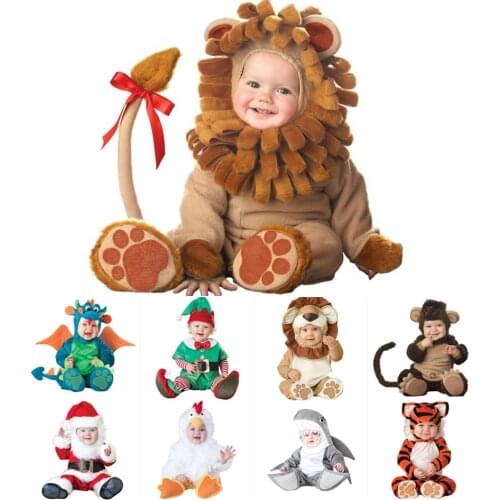Halloween Christmas Party Cosplay Clothes Baby Jumpsuit Animal Dragon/Dinosaur/Cow/Gorilla Climb Winter Cute Costume