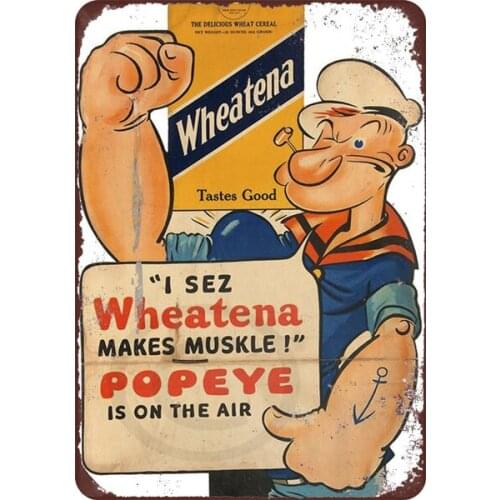 Popeye the Sailor Metal Sign Wall Poster Wall Decor Home Office Bar Pub Store Garage Coffee Shop Hotel Man Cave Club