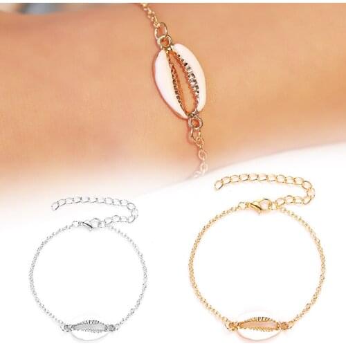 Simple Natural Shell Bracelet Fashion Sweet Style Jewelry Gold Silver Color Cowrie Hand Chain Women Chic Bohemia Bracelet