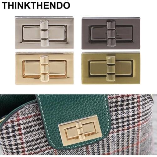 Rectangle Shape Clasp Turn Lock Twist Locks DIY Leather Handbag Bag Hardware