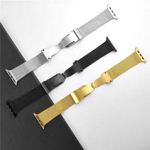 For 2020 Apple Watch Series 6 Band 38mm 42mm 40mm 44mm Slim Mesh Stainless Steel Loop Strap for iWatch 5/4/3/2/1 Wrist Bracelet