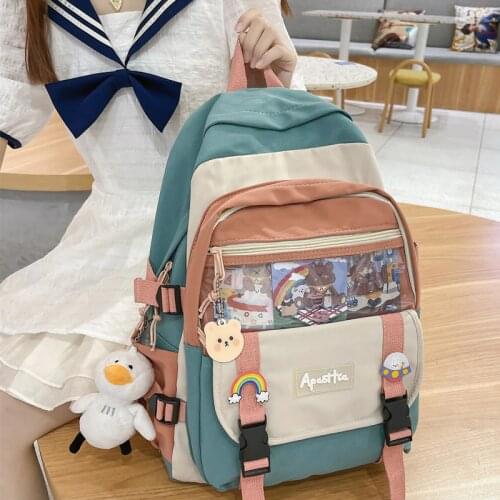 DCIMOR New Waterproof Nylon Women Backpack Female Multi-pocket Travel Bag Rucksack Kawaii Bookbag for Teenager Girl Schoolbag