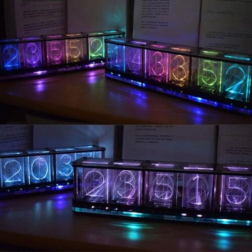 Time Tube Glow Tube Quasi-Glow Tube Clock LED Digital Full Color RGB Night Light Bar Atmosphere Clock Home Decor Ornament Gift