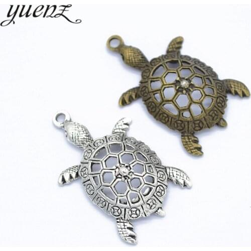 YuenZ 4 pcs Antique silver color Turtle Charm Pendants for Necklace Jewelry Accessories Diy Jewelry Making 39*25mm D7122