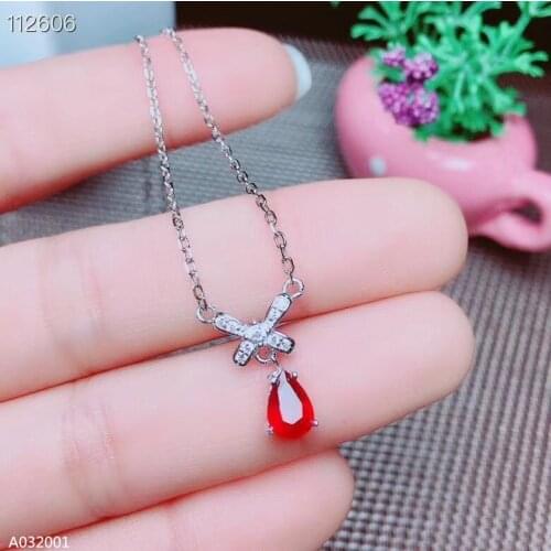 KJJEAXCMY Fine Jewelry 925 sterling silver natural ruby inlaid female money chain pendant supports detection