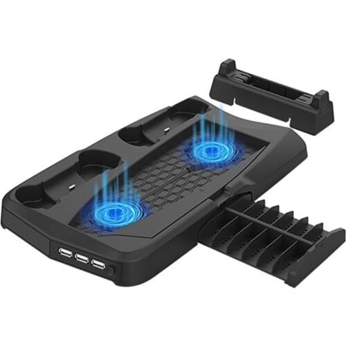 Dual PS5 Controller Charging Stand Charger Station 2 Cooling Fan with Hook 12 Game Disc Storage for PlayStation5 DE/UHD Console