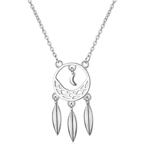 New hot selling art simple personality tassel wild leaves moon shape short women silver plated necklaces SE099