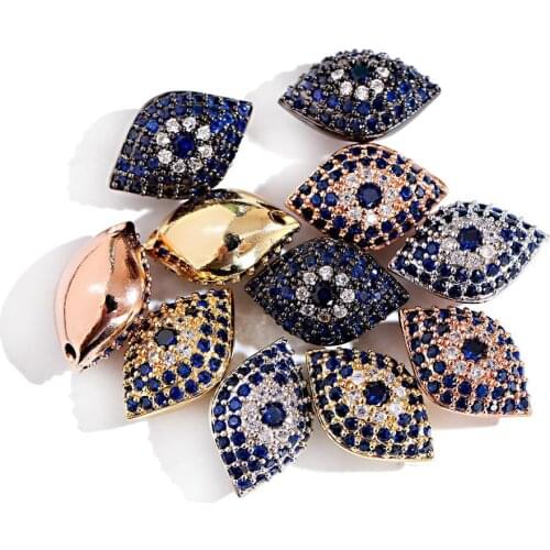 1 Piece/Lot Rose Golden Color Silver Color Spacer Beads Luxury Devils Eye Copper Inlaid Zircon DIY For Handmade Bracelet Parts