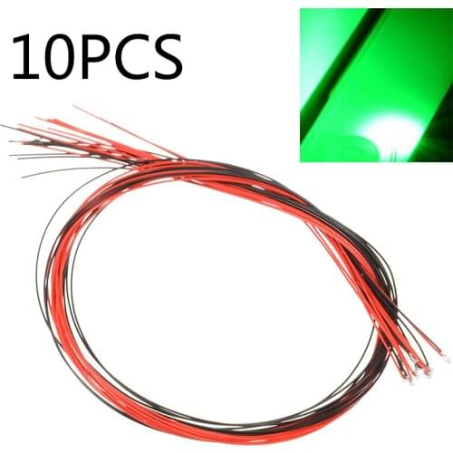 10Pcs 0402 1x0.5mm Green Light Pre-soldered Micro Litz Wired Leads Green SMD Led 200mm Length For DIY Small Models