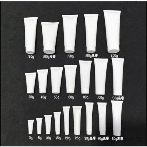 100 pcs Free Shipping 50 100 120 150 200 g White plastic Packing Hose Bottle Flip Cap Gel cream lotion empty Container seal