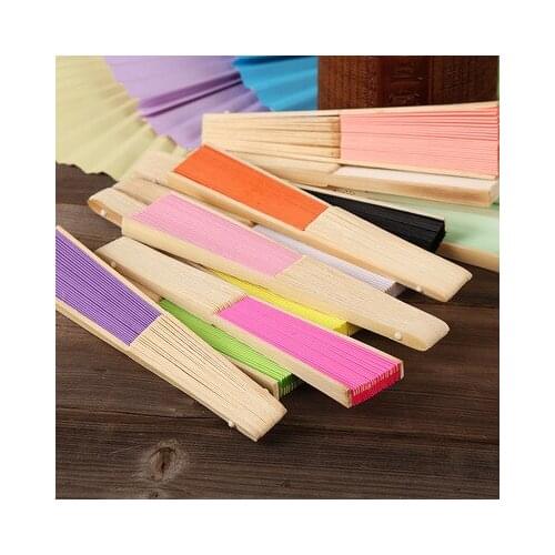 17 styles Hot 7 inch Paper Fan Folding Fan Color Childrens Painting DIY Handmade Plain Surface Can Be Customized logo 50pcs