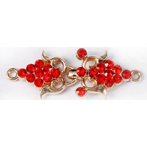 20set Red Crystal Closure Connectors Clasps Button Metal Waist Extender Hooks Eyes Clasps Fastener Clothes Sewing Supplies NK313