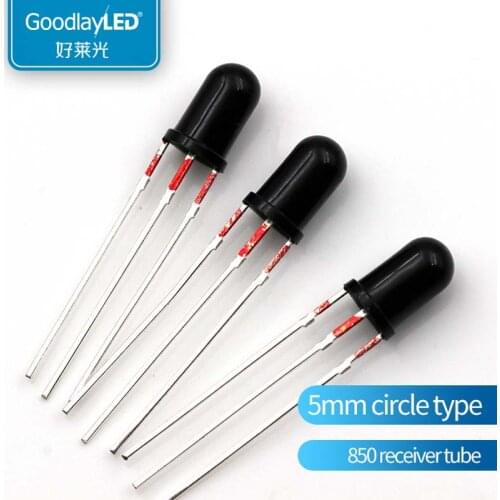 500PCS 5mm Round Head infrared transmitting tube 850 inductive receiving tube photosensitive tube
