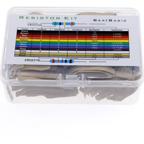 500Pcs 50 Values x 10pcs 1 ohm-1M ohm 1W 1% Metal Film Resistor Resistance Assortment Kit Set With box