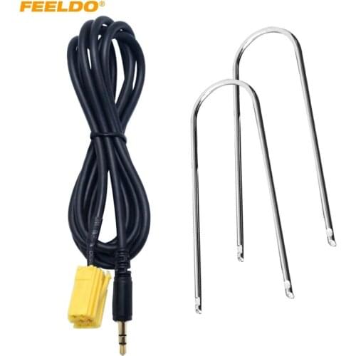 FEELDO 10set Car Stereo Aux input Cable Adaptor 3.5MM Audio Player Radio Removal Tool For Fiat Grande Punto Alfa 159 #4433