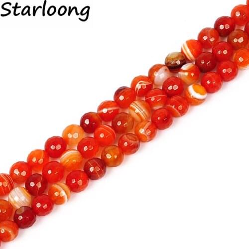 New arrival 4-14mm blue red round Natural Stone Beads Agata onyx Faceted loose Stone Beads For Making Jewelry Diy bracelets