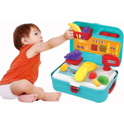 Creative Children backpack Simulation Role play Small Supermarket Shopping Pretend Play Toys Strollers Funny Kids for toys Gift