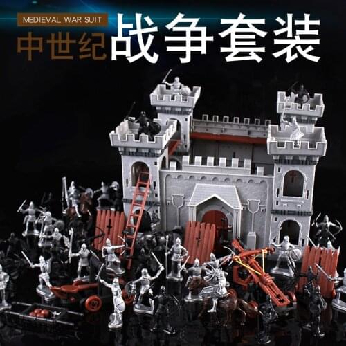 Ancient medieval military model knights small soldiers war fighting villain army soldiers toy castle set
