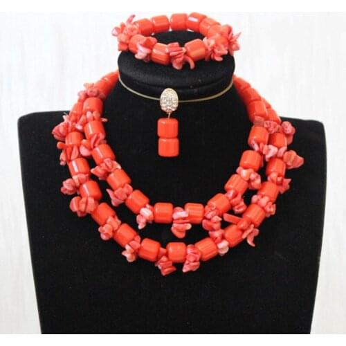 Dudo African Traditional 2 Layers Jewellery Set Artificial Coral Beads +Original Small Beads Necklace Set For Women 2020