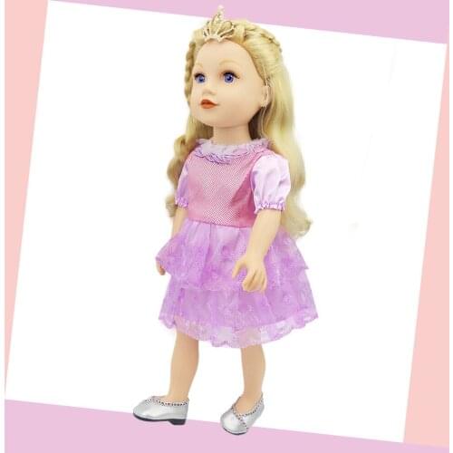 New Pattern Double Layer Skirt With Purple Lace Fit 18 Inch American&43cm Baby New Born Doll Clothes Accessories Girls' Toys