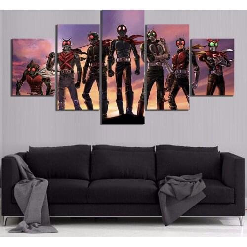 5 Piece HD Cartoon Pictures Kamen Rider Dragon Knight Movie Poster Artwork Canvas Paintings Wall Art for Home Decor