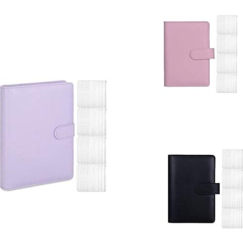 A5 Leather Notebook Binder with 16Pcs A5 Plastic Binder Pockets, Budget Envelope System,A5 Budget Planner Binder Cover