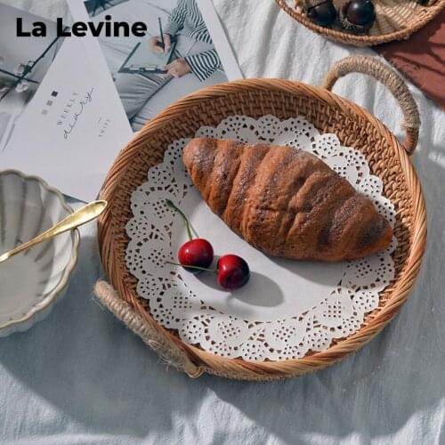 Round Bread Basket Autumn Vine Rattan Storage Basket Home Food Fruit Vegetable Restaurant Decorative Storage Tray Durable