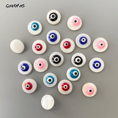 12mm Round Beads Evil Eye Natural Shell Beads Flat beads Spacer Beads for jewelry bracelets and necklace