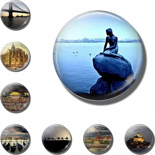 Brooklyn Bridge New York Statue of Liberty Notre Dame Fridge Magnet World Famous Attractions Glass Fridge Magnet Home Decoration