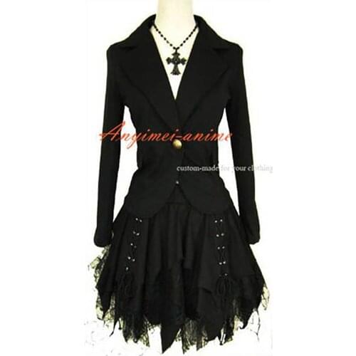 Gothic Lolita Punk Fashion Black Jacket Coat Dress Cosplay Costume Tailor-made[CK1141]
