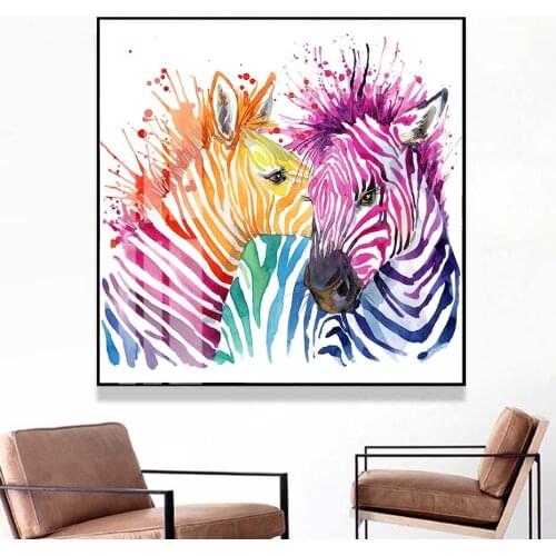 Fashion Cute Zebra African Wild Animals Canvas Paintings Wall Art Pictures Posters and Prints for Living Room Gift Home Decor