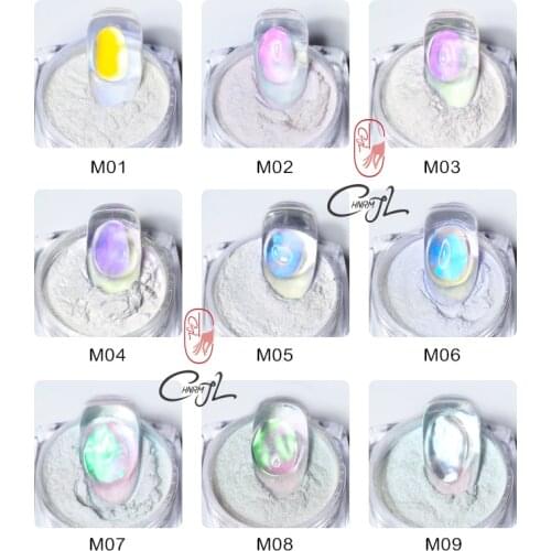 CHNRMJL 9Color/Set Multicolor Cryolite Aurora Pigment Nail Art Glitter UV Gel Nails Polish Dust Powder Accessories Manicure Tool