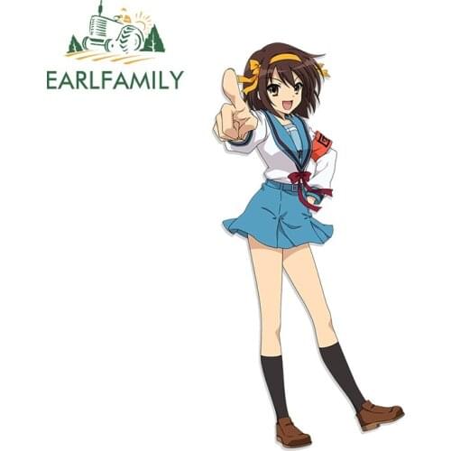 EARLFAMILY 13cm x 6.3cm for Suzumiya Haruhi Anime Decal Trunk Car Assessoires Stickers Surfboard Occlusion Scratch Decoration