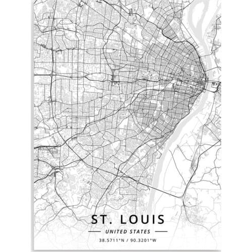 Wall Art St louis Canvas Painting Print Line Map City Poster Home Decor Bedroom Bedside Background Modular Smiple Pictures Frame
