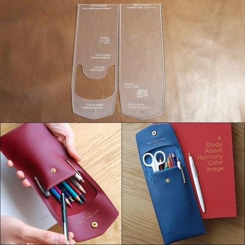 New 1Set DIY Acrylic Template New Pen Case Stationery Personalise Leather Craft Pattern DIY Stencil Sewing Pattern 10cm*19.5cm
