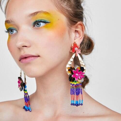New Fashion Flower Plate Earrings Beizhu Braided Bohemian Stud Earrings 493