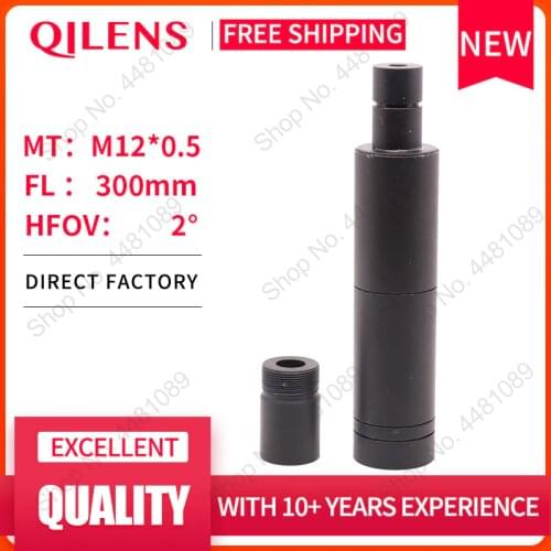 QILENS 300mm CCTV camera lens 1/3" Image Format Long Viewing Distance M12 Mount Horizontal View Angle 1.15D Manual Focus