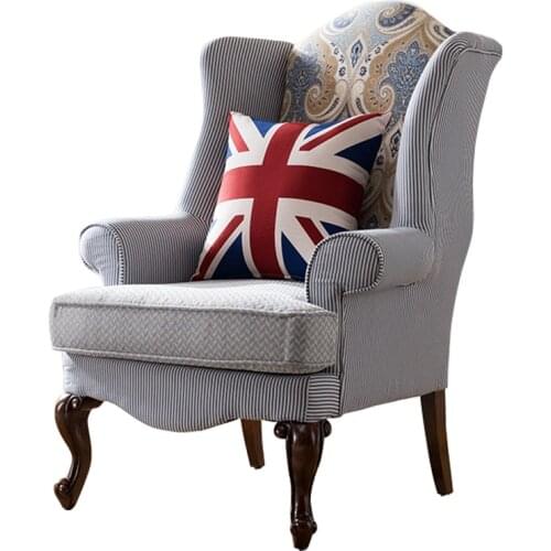 All solid wood single sofa chair American living room fabric leisure chair small apartment sleeper sofa