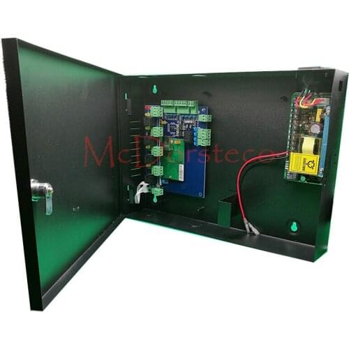 One Door Access Panel +12V5A Power Supply +Metal Protetive Box High Quality TCP/IP RFID Access Control System with Alarm Panel