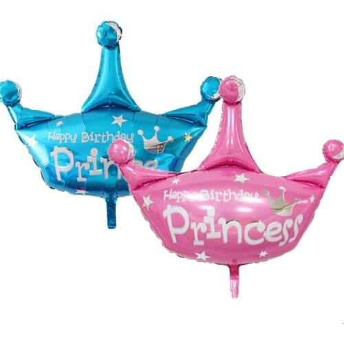 1 Pcs Cartoon Blue Pink Crown Foil Balloons Baby Shower Decorations Happy Birthday Party Decor Baby Shower Kids Helium Globos