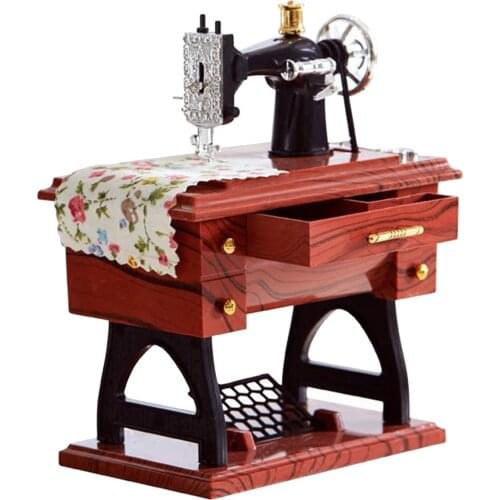 Sewing Machine Music Box Musical Retro Classical Desk Decor Mother’s Day Birthday Gift