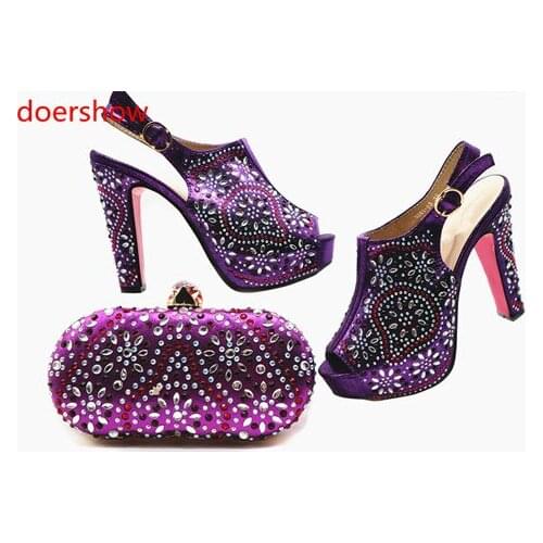 Doershow Shoe and Bag Set New 2018 Women Shoes and Bag Set In Italy Red Color Italian Shoes with Matching Bags Set !SMQ1-5