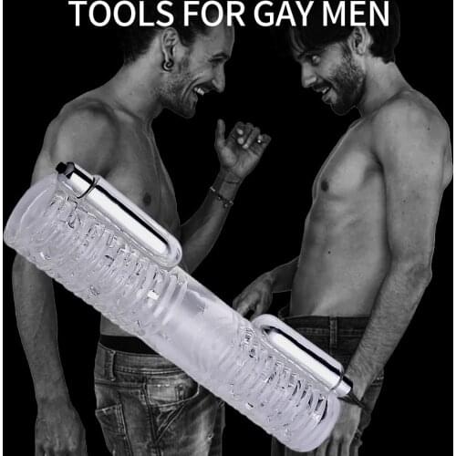 Double Headed Penis Vibration Trainer Masturbation Cup for Gay Adult Sex Toy