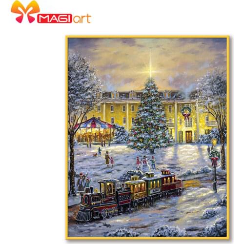 Cross stitch kits Embroidery needlework sets 11CT water soluble canvas patterns 14CT Full Merry Christmas Town NCMC121