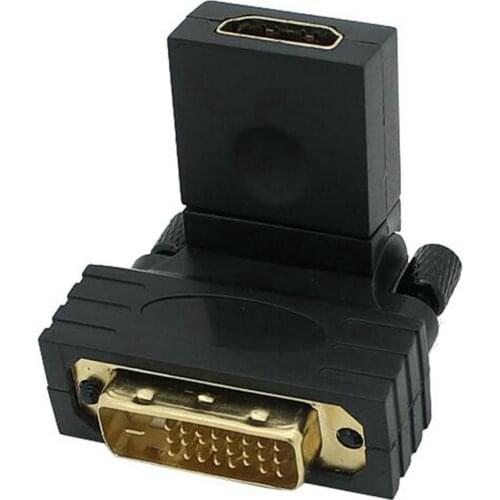 High Quality DVI To HDMI Male To Female Converter New 24+1 Female Adapter DVI To HDMI 90 Degree Rotation Adapter HD TV