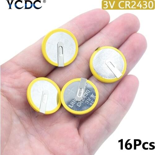 YCDC 16Pcs 3V Soldered 2 Pins CR2430 Battery For Main Board Remote Control Game High Energy Coin Cell CR 2430 Button Batteries
