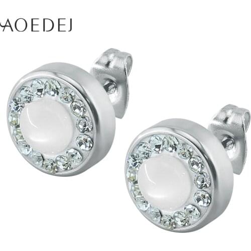AOEDEJ Silver color crystal earrings stainless steel women jewelry stud earring brinco masculino jewellery