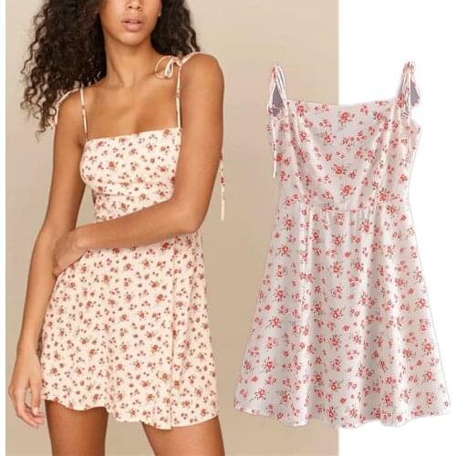 Jenny&Dave Summer Dress Women Ins Fashion Blogger Vintage Floral Print Spaghetti Strap Vestidos De Fiesta De Noche Vestidos