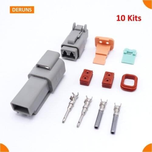 10 sets Kits 2 Pin/Way Deutsch Auto Super Sealed Waterproof Electrical Wire Connectors Plug For Car DT06-2S DT04-2P