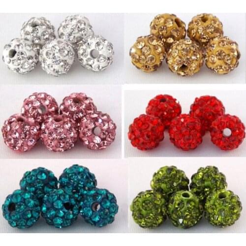 10mm 100pcs/lot fajty4e Mixed multi best Micro Pave CZ Disco Ball Beads crystal Bead Bracelet Neacklace Spacer